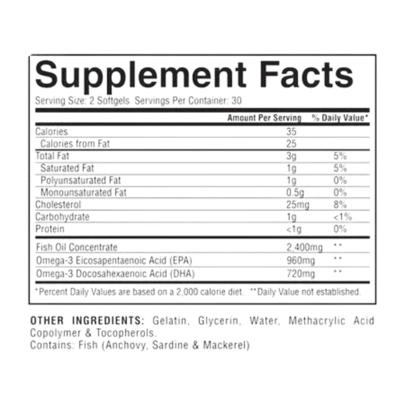 Omega 3 Gaspari Nutrition 2400 mg DHA 720 EPA 960 60 softgels - Imagen 4