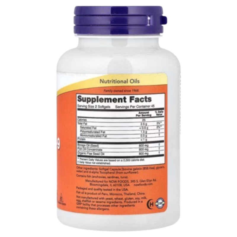 Omega 3 6 9 Super Omega 3 6 9 Now Foods 1200 mg 90 softgels - Imagen 3