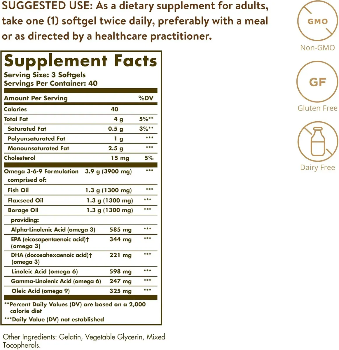 Omega 3 6 9 Solgar 1300 mg 120 softgels - Imagen 2