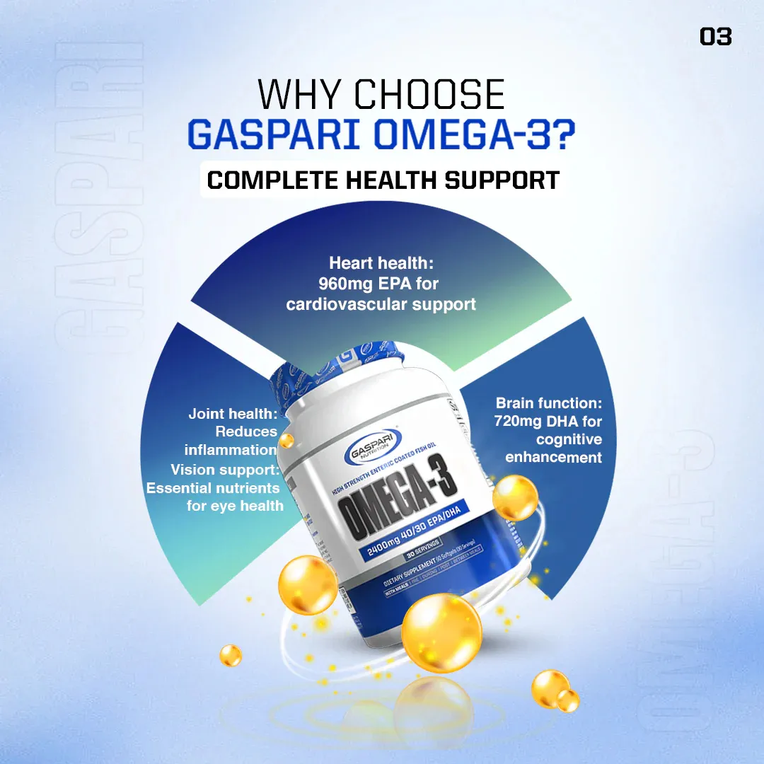 Omega 3 Gaspari Nutrition 2400 mg DHA 720 EPA 960 60 softgels - Imagen 6