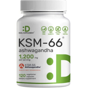 Ashwagandha  KSM 66 1200 mg Estrés cortisol energía resistencia concentración claridad mental equilibrio hormonal descanso y recuperación Deal Supplement 120 cap