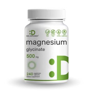 Glicinato de magnesio 500 mg Relajación Sueño Estrés Ansiedad Calambres Relajante Muscular 100 % quelado Deal Supplement 240 cap