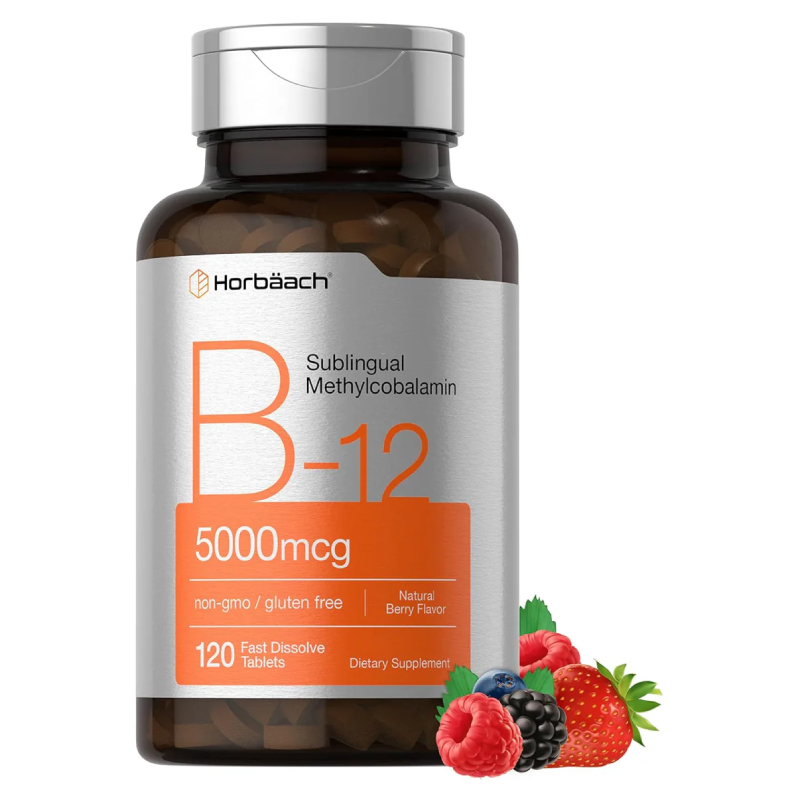 Vitamina B12 5000 mcg Energía Metabolismo Sistema Nervioso Glóbulos Rojos Cerebro Horbäach 120 tab