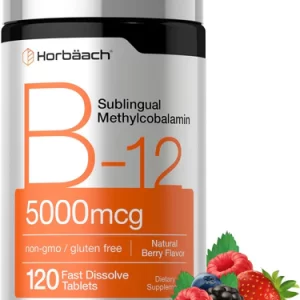 Vitamina B12 5000 mcg Energía celular Metabolismo energético Salud del corazón Sistema nervioso Horbäach 120 tab