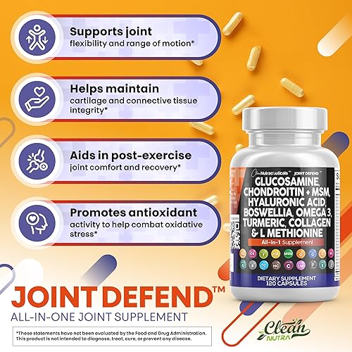 Glucosamina condroitina MSM 1500 mg Curcumina Colágeno Ácido hialurónico Omega 3 Salud Articular Clean Nutraceuticals 120 cap - Imagen 6