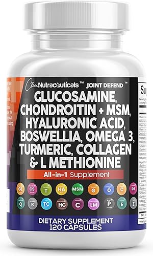 Glucosamina condroitina MSM 1500 mg Curcumina Colágeno Ácido hialurónico Omega 3 Salud Articular Clean Nutraceuticals 120 cap - Imagen 2