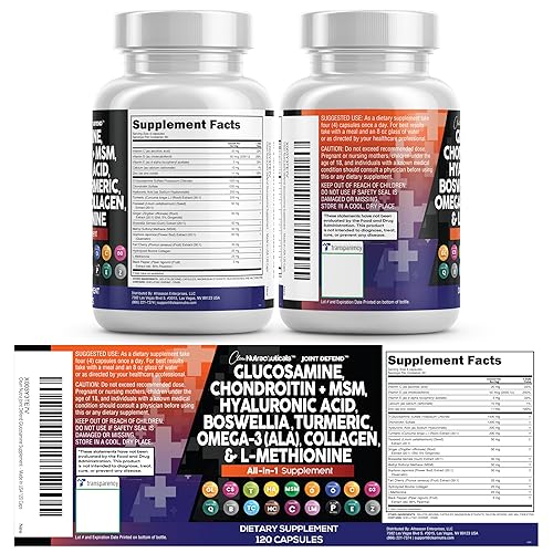 Glucosamina condroitina MSM 1500 mg Curcumina Colágeno Ácido hialurónico Omega 3 Salud Articular Clean Nutraceuticals 120 cap - Imagen 7
