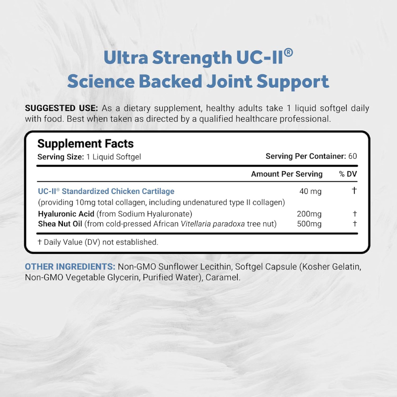 UC-II Naturalis 40 mg + Ácido Hialurónico + Aceite de Nuez de Karité 60 Softgels - Imagen 3