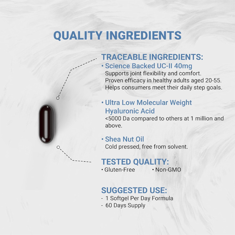UC-II Naturalis 40 mg + Ácido Hialurónico + Aceite de Nuez de Karité 60 Softgels - Imagen 4