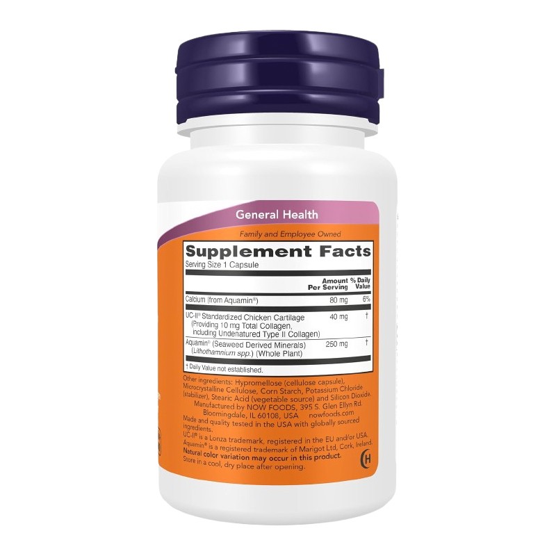 UC-II Joint Health Colágeno Tipo II suplemento Para Articulaciones Cartílago Rodillas NOW Foods 60 Cap - Imagen 3