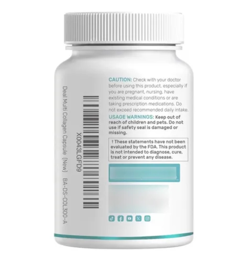 Colágeno Péptidos Membrana Cáscara de Huevo Ácido Hialurónico Biotina Queratina Saw Palmetto Sílice vitamina C Fórmula 11 En Uno Deal Supplement 300 Cap - Imagen 7
